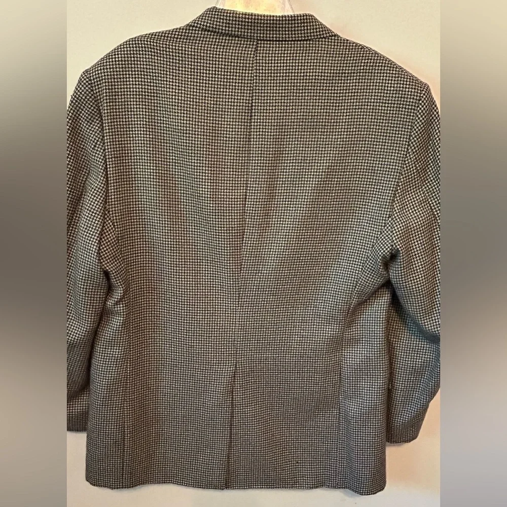 Stanley Blacker Tweed‎ Sport Coat Mens Size 44R Tan Black Houndstooth